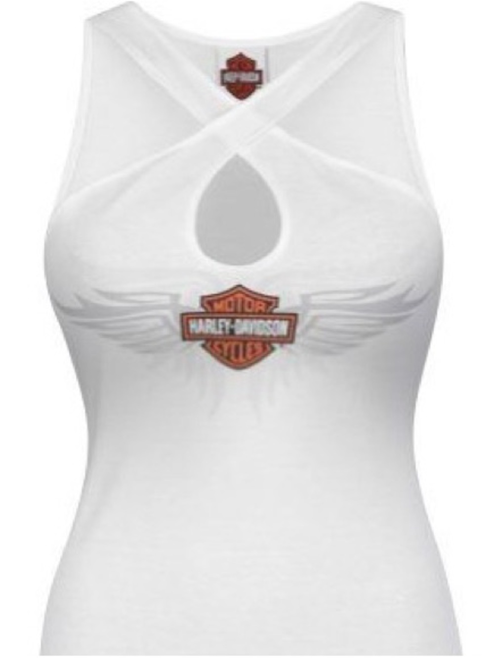Harley-Davidson White Women's Cross front Tank with Winged Logo - Picture 3 of 3